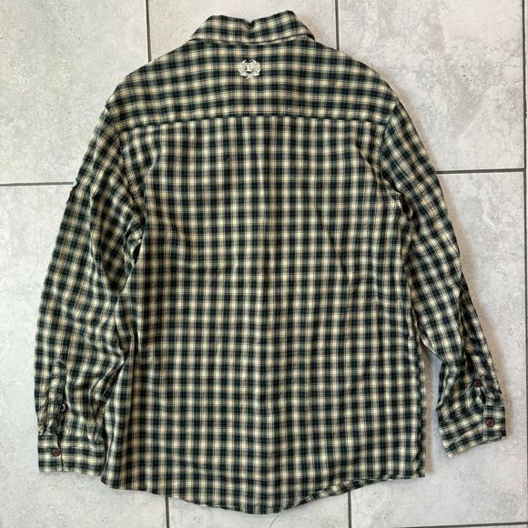 Y2K PHAT FARM Mens Embroidered Plaid Button Down Long Sleeve Shirt - Picture 5 of 6